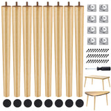 TURSTIN 8 Pieces 16 Inches Table Legs Wood Furniture Legs Tapered Round Replacement Desk Chair Legs Mid Century Furniture Legs f