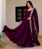 Wedani Georgette Sequins Work Anarkali Kurta Set For Women (In Alpha L Regular Purple),PURPLE,L,Georgette,Anarkali,