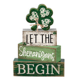 Lineshading 4 Pcs St Patricks Day Table Decor Wooden Shamrocks St Patricks Day Tiered Tray Decor Irish Centerpiece Green Lucky