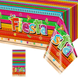 Jectivs 1 Pieces Mexican Fiesta Party Tablecloth Decorations,Plastic Cinco De Mayo Printed Table Cloth Table Cover for Fiesta Ta
