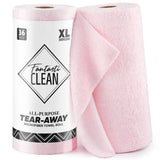 Fantasticlean Microfiber Cleaning Cloth Roll, 12'' 36 Sheets (Glossy Pink)