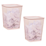 Mind Reader Mesh Trash Can, Square Wastebasket for Office or Home, 5 Gallon Capacity, Metal Mesh, Set of 2, Pink