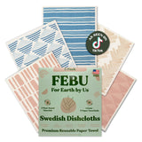 FEBU Swedish Dishcloths for Kitchen | 5 Pack Sunset Reusable Paper Towels Washable | Swedish Dish Towels | Non-Scratch Cellulose