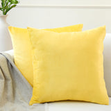 Encasa XO Velvet Throw Pillow Covers, No Inserts 16x16 Lemon