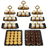 NWK 5 Piece Cake Stand Set with 2 x 3-Tier Cupcake Stands, 1 x2-Tier Cupcake Stands, 2 x Appetizer Trays, for Wedding Birthday B