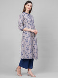 Anni Designer Women'S Pure Cotton Straight Printed (Brian Grey_L-Grey_Large),Grey,L,Cotton,Empire,kurta