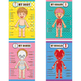 Human Body Educational Learning Posters Body Parts Learning Wall Chart for Kids Cartoon Anatomy Chart Educational Poster Prescho