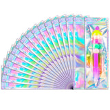FUNFERY 100 Pack Holographic Bags Clear Window Resealable Bags for Candy Party Favor, Mylar Zipper Bag Stripping Foil Pouch Pack