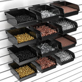 12 Pack Slatwall Bins with Hooks Plastic Slatwall Organizer Slatwall Containers Workbench Bins for Slat Wall Organizing Hardware