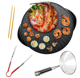 OVENTE Electric Hot Pot and Grill Combo, 2-in-1 Portable Countertop Cooker with Temperature Control Perfect for Korean BBQ, Shab