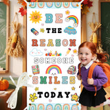 Classroom Door Cover Decoration Welcome Banner Door Decoration Be The Reason Someone Smile Today for Kindergarten Elementary Mid