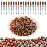 100pcs Brown Large Hole European Beads, Resin Rondelle Glass Beads with Silver Brass Cores, Big Hole Spacer Craft Bead for DIY C