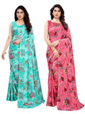 Satrani Womens Polyester Saree (2041ST576_1850ST178_Light Blue||Pink)