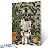 Animals on Toilet DIY Paint by Number for Adults Beginner Zebra Reading Newspapers Painting by Numbers Paint Kits Canvas Gifts A