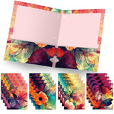 Global Printed Products Deluxe Designer Pocket Folders, Letter Size, 3Hole Punched, 4 Patterns, 16/pk (Floral)
