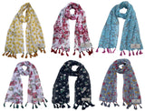 Fusfus WomenS Printed Chiffon Scarves And Stoles, Free Size(Multicolour, Fs1495) Pack Of 6 (Multicolor2)