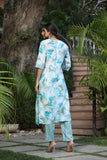 Gosriki Women'S Cotton Blend Straight Printed Kurta With Pant (Ps-Rama-Blue-Bfr-Gs_Xl_Blue_X-Large),Blue,,B0CPXXDZLK