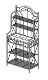 Pilaster Designs Leroy Transitional 5 Tier Freestanding Kitchen Bakers Rack With Black Metal Frame And Walnut Wood Center Shelf