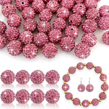 12mm Rhinestone Beads for Friendship Bracelets-50pcs Magenta Clay Pave Round Disco Shiny Crystal Beads for Jewelry Making, Neckl