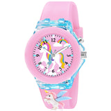 Shocknshop Nylon 3D Cartoon Analouge With 7 Color Glowing Disco Light Unisex Analogue Watch For Kids Girls And Boys (Lightpink U