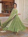 Wedani Georgette Embroidered Work Anarkali Kurta Set For Womens (In Alpha 2Xl Regular Green),GREEN,2XL,Georgette,Anarkali,