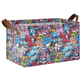 YNNALE Abstract Grunge Graffiti Monster Baby Storage Basket with Labels&Handles Rectangular Waterproof Nursery Storage Bins Coll