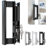 T-HAKEN Sliding Glass Door Handle Set 6-5/8 - Heavy-Duty Black Zinc - Easy Installation - Ergonomic Grip - Includes Lock - Perfe