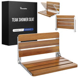 Houseables Folding Shower Bench, Folding Shower Seat Wall Mounted, Wall Bench, Foldable Teak Chair, Fold Down/Up, Inside, Teakwo