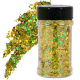 TORC 4 OZ Gold Holographic Glitter 4 Ounce Mix Chunky Glitter Bulk for Resin Craft Cosmetic Art Festival Decoration