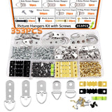 Dianrui 353PCS Picture Hanging Kit with Screws, Saw-Tooth, D Ring Picture Hangers Assortment, Picture Hanging Hardware Tool for