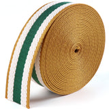 PECMER 1.5 inch Webbing Strap-6 Yard White Green Stripe 1 1/2 Jacquard Webbing-1 1/2 Inch Polyester Nylon Webbing for Bag Straps