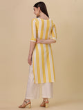 Wedani Women'S Cotton Round Neck Casual Wear Straight Kurta (Krt511) Yellow,Yellow,S,Cotton,A-Line,
