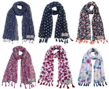 Fusfus WomenS Printed Chiffon Scarves And Stoles, Free Size(Multicolour, Fs806) Pack Of 6 (Multicolor4)