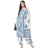 Anni Designer Women'S Rayon Cotton Printed Kurta With Palazzo And Dupatta (Jaipuri Blue_Styl_Xxl_Blue_Xx-Large),Blue,2XL,,,