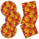 Fall Leaves Party Plates & Napkins Set - 80 Pcs (40x7 Dessert Plates + 40 Napkins) | Autumn Harvest Maple Leaf Design Disposable