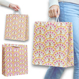 IsVi Flower Rainbow Paper Gift Bags (Pack of 12), Floral Goodie Bag for Return Gifts, Birthday Party Favors, Paper Carry Bags