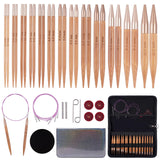 Weabetfu Knitting Needles Set With Bamboo Circular Knitting Needle 13 Pair Interchangeable Knitting Needles And Cables, Accessor