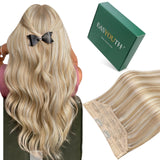 Easyouth Wire Hair Extensions Blonde Highlight Invisible Wire Hair Extensions Human Hair Honey Blonde Highlight Fish Line Hair E
