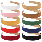 Wecoe 10pcs Headbands for Women Suede Like 1 Inch Wide Headbands Red White Black Pink Purple Blue Green Headband Non Slip Fashio