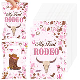 EoBeCy 50PCS Cowgirl Party Favor Bags for Girls, My First Rodeo Birthday Plastic Gift Bags with Handles, Pink Cowgirl Candy Good