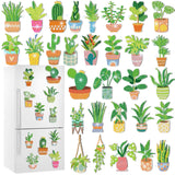 Xuhal 30 Pcs Potted Plants Diamond Painting Magnets Green Plants Diamond Art Magnet Kits for Adults Green Refrigerator Magnetic