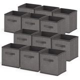 Nestl Cube Storage Organizer - Foldable 12-Cube Fabric Bins With Handles - 11-Inch Grey Closet Baskets for Bedroom, Playroom and