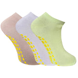 Soxbae Socks For Women | Cotton Anti Skid Ankle Length Socks For Gym, Yoga, Jogging And Running | FreeSize | Pack Of 3, Multico