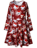 Long Sleeve Cat Dresses for Girls Christmas Costume Clothes 6t 7t Burgundy