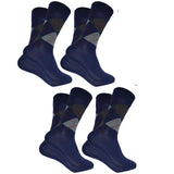 Cotson MenS Diamond Cut Organic Cotton Crew Length Socks (Navy, Pack Of 4)