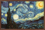 Trends International The Starry Night by Vincent van Gogh Wall Poster, 22.375 x 34, Mahogany Framed Version