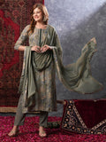 Anni Designer Women'S Rayon Blend Printed Straight Kurta With Pant & Dupatta (Vice Grey-Vks02_Xl_Grey_X-Large),Grey,XL,,,