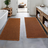 MIULEE Set of 2 Waffle Bathroom Runner Rugs, Fall Boho Bath Rug Non Slip, Super Absorbent Runner Bath Mats, Rubber Backed Shower
