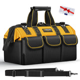 WINHUNT Tool Bag, 15-inch Wide Mouth Tool Organisers, 600 Denier Large Tool Bag for Home DIY & Equipment Storage, Yellow and Bla