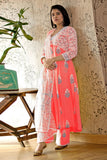 Gosriki Women'S Rayon Blend Anarkali Printed Kurta With Pant & Dupatta (Renu Peach-Gs_Xl_Peach_X-Large),Peach,,B0DC6MY3K8